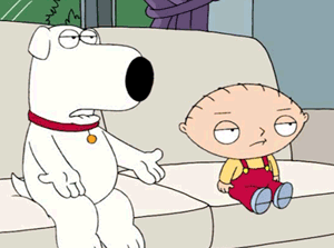 stewie griffin,brian griffin,reaction,family guy,slow turn