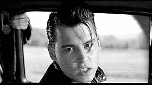 black and white,kiss,car,johnny depp,cry baby,wade walker