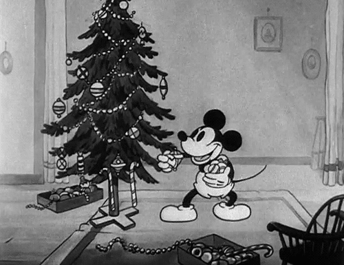 christmas,black and white,cute,mickey mouse,christmas tree