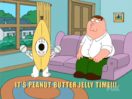 peanut butter jelly time,family guy,funny,peter griffin,brian griffin