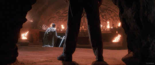 cinemagraphs,indiana jones and the last crusade,film,cinemagraph,harrison ford,knight,steven spielberg,tech noir,holy grail