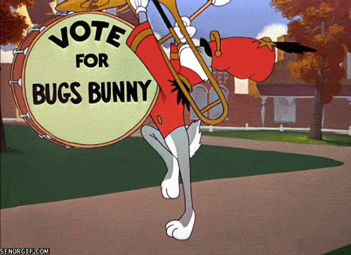 voting,looney tunes,trumpet,rabbit,band,drums,bugs bunny,bugs,vote,election,drumming,elections