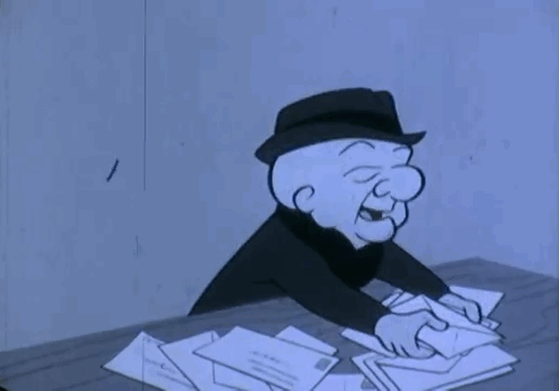 Animated GIF: mr magoo black and white vintage.