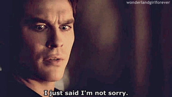 damon salvatore quote,no regrets,damon salvatore,relaxed,not sorry,movies,the vampire diaries,no,wink,male,sorry,graduation,4x23,witty,i just said im not sorry