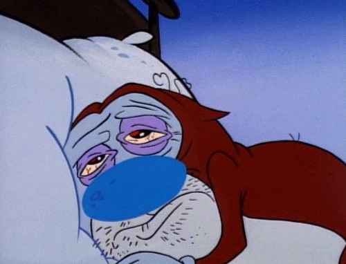 sick,hangover,ren and stimpy,nauseated,i feel sick,ill,hungover,bloodshot