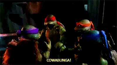 teenage mutant ninja turtles,cowabunga,90s,retro,celebration,1990s,celebrate,high five,tmnt,movie s,90s movies,90s s
