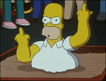 flipping the bird,reactions,homer simpson,fuck you,middle finger,simpsons