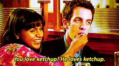 couple,the office,family,mindy kaling,brother,kelly,fries,ketchup,ryan howard,mealtime,he loves,dinner date
