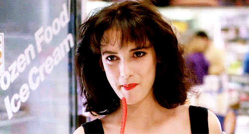 teen girl,80s,heathers,teen,movies,film,vintage,1980s,actress,candy,winona ryder,1988,teenager,red lips,teen movie,black comedy