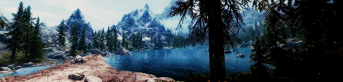 cliff,video games,nature,forest,skyrim,lake,mountains