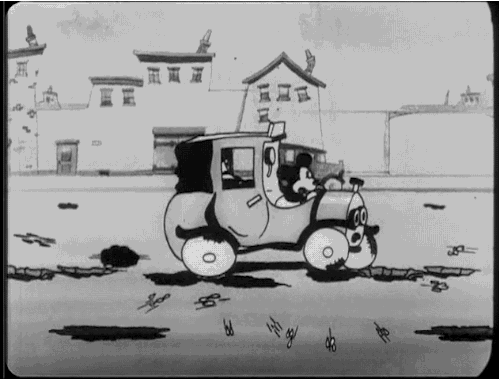 30s,mickey mouse,cartoon,animation,disney,vintage,car,1930s,1931,disney short,traffic troubles