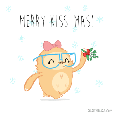 merry christmas,happy holidays,xmas,seasons greetings,merry kiss mas,slothilda,holiday card,funny,cute,christmas,kiss,cartoon,comics,holiday,kissing,comic,kisses,sloth,card,greeting,kiss me,mistletoe