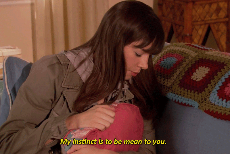GIF animado: my instinct is to be mean to you april ludgate quer dizer.