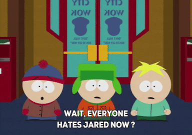 butters stotch,stan marsh,kyle broflovski,surprised,jared,disappointed,astonished