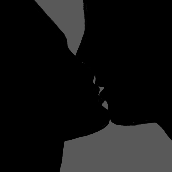 romance,silhouette,flirt,make out,love,kiss,illustration,night,abstract,shadows,denyse mitterhofer