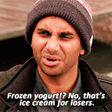 dev shah,aziz ansari,master of none,frozen yogurt,ice cream frozen yogurt no thats ice cream for losers