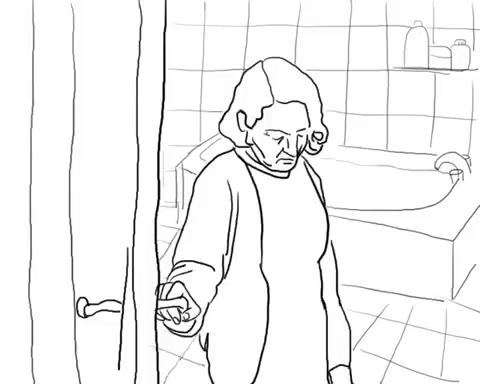 ola szmida,black and white,bathroom,woman,artist,old,young,swimming,lines