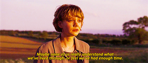 sad,beautiful,time,quote,andrew garfield,carey mulligan,ending,never let me go