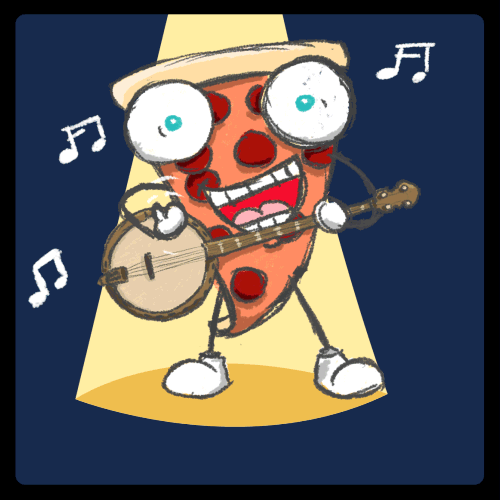 Pizza time banjo GIF.