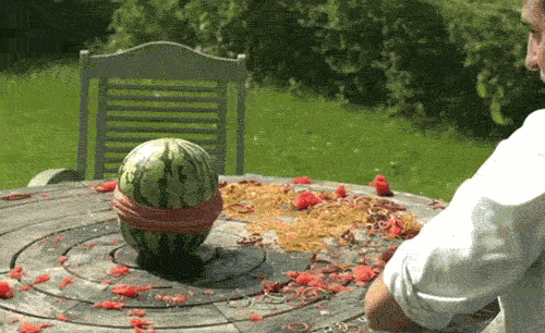 slow motion,explosion,watermelon,rubber bands