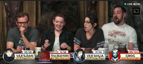 critical role,dungeons and dragons,travis willingham,dance,reaction,celebration,celebrate,sam,and,nerd,liam,dragons,geek,matt,happy dance,touchdown,react,ray,alpha,johnson,ashley,laura,dnd,role,nerdy