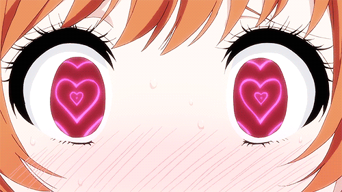 hearts in eyes,love,hearts,in love,anime