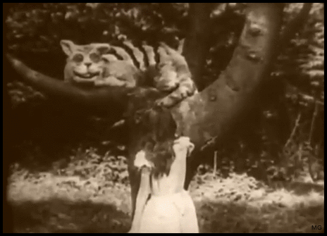 cheshire cat,victorian,lewis carroll,film,vintage,alice in wonderland,spooky,intertitle,1915,viola savoy,w w young
