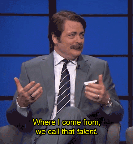 ron swanson,megan mullally,nick offerman,talent,late night with seth meyers,body positive,seth myers,from me,where i come from we call that talent