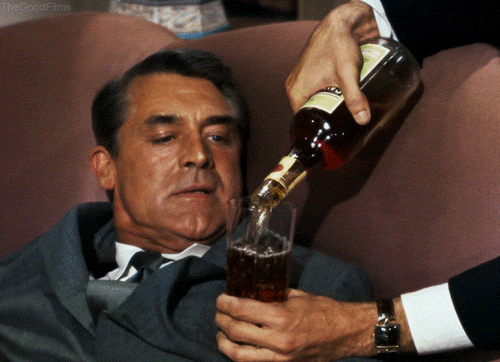drinking,vintage,cary grant,cinemagraph,north by northwest,movie,alcohol,thegoodfilms