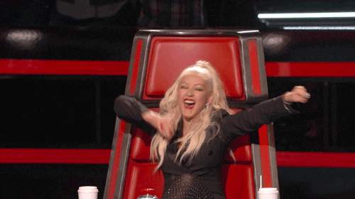 yes,the voice,emotion,excited,season 10,yay,christina aguilera,emotions,pumped,woohoo,actions,stoked,im so excited,the voice nbc