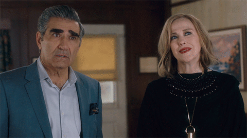 funny,reaction,comedy,awkward,humour,oops,schitts creek,cbc,canadian,yikes,schittscreek,moira,moira rose,eugene levy,johnny rose,queenmoira,jims dad,eek,backtrack,catherine ohara