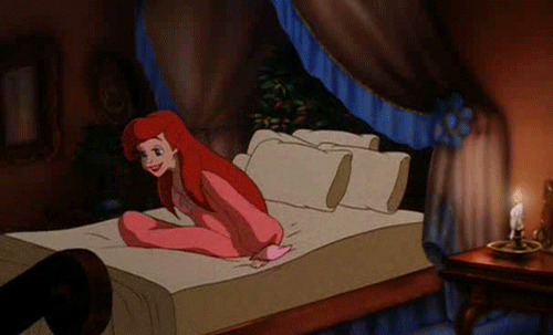 the little mermaid,bedtime,happy,sleep,bed,ariel,awake,cartoons comics