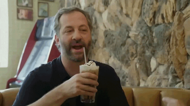 jerry seinfeld,lol,laughing,seinfeld,haha,milkshake,judd apatow,comedians in cars getting coffee