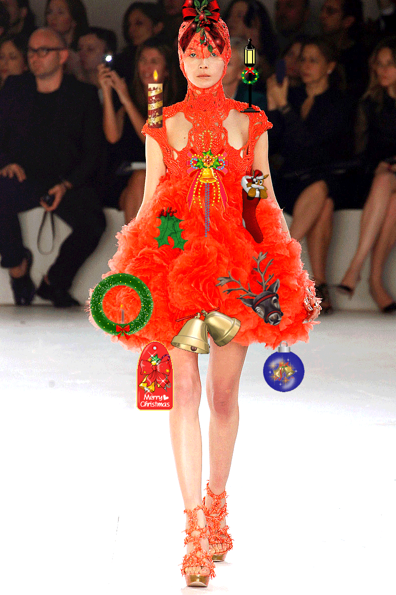 fashion,christmas tree,alexander mcqueen,lace,christmas,red,fashgif,sparkles