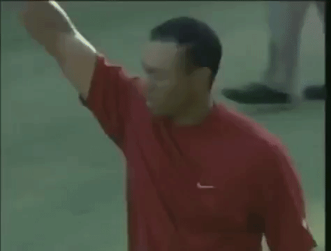 tiger woods,golf,wave,waving,pga,pga tour,hat tip,the masters,best shot ever,augusta national,2005 masters,the masters 2005