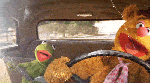 driving,kermit the frog,fozzie bear,the muppets,fozzie