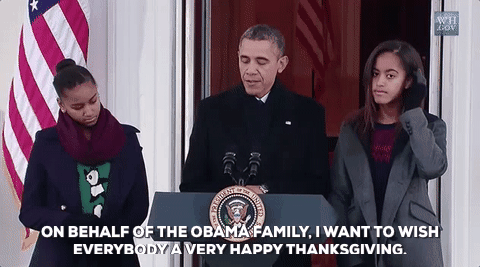 sasha obama,thanksgiving,sasha,malia,turkey pardon,malia obama,malia and sasha,on behalf of the obama family,i want to wish everybody a very happy thanksgiving