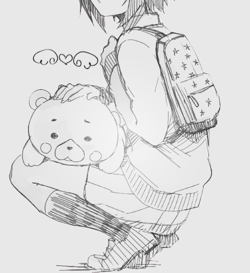 teddy bear,art,anime,friends,school,kawaii,manga,aww