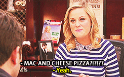 mac and cheese,food,parks and recreation,pizza,amy poehler,leslie knope,adam scott