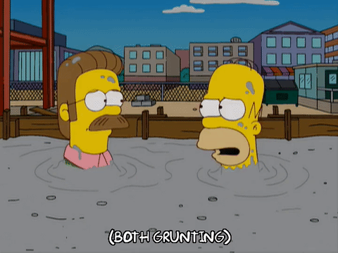 homer simpson,season 20,episode 1,ned flanders,frustrated,annoyed,stuck,mud,20x01,trapped,grunt