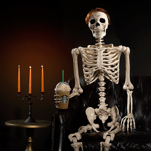 frappuccino,skeleton,spooky,candles,starbucks