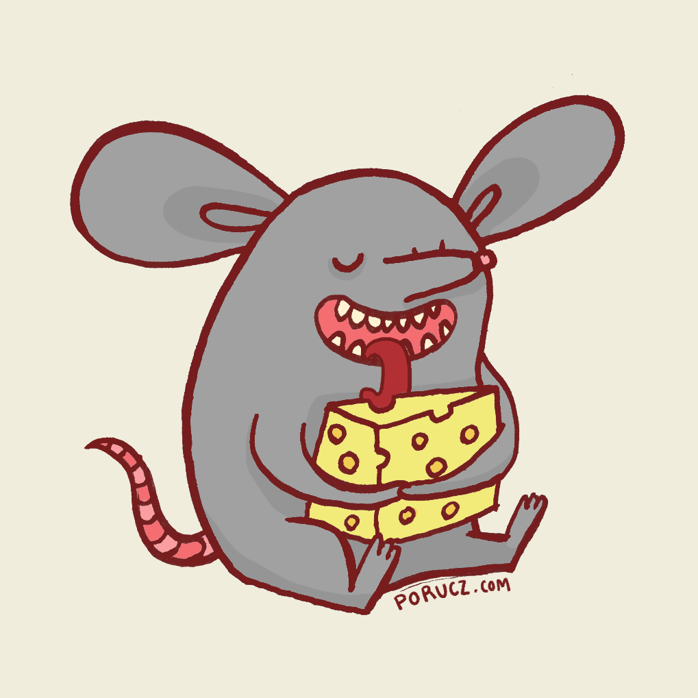mouse,art,cute,artists on tumblr,happy,lol,lick,cheese,cheesy,porucz,michelle porucznik,porucznik