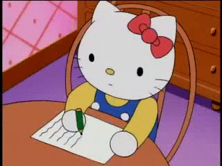 writing,hello kitty