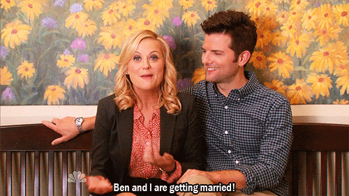 adam scott,ben wyatt,cute,parks and recreation,amy poehler,parks and rec,leslie knope,awww,ben and leslie