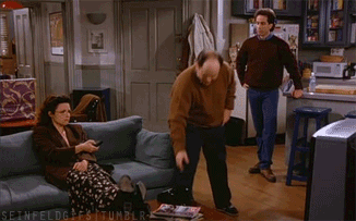 elaine benez,tv,funny,comedy,show,phone,seinfeld,call,jerry seinfeld,couch,george cosstanza