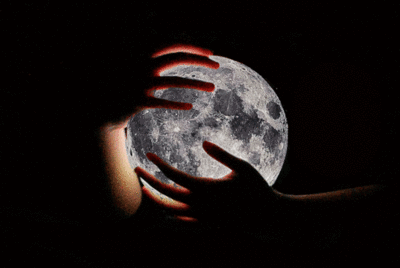 light,hand,moon