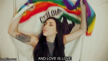 ally hills,lgbt,lesbian,rainbow flag,this girl is awesome,dancing with the flags
