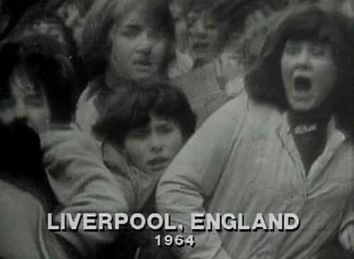 the beatles,the rutles,60s,screaming,crowd,england,teenagers,liveool,1964,sixties,beatlemania