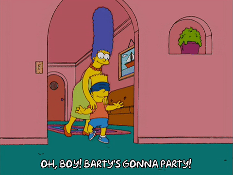 happy,party,bart simpson,season 16,marge simpson,excited,episode 3,surprised,16x03