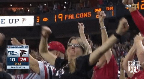 football,nfl,go,cheering,playoffs,cheer,atlanta falcons,nfl playoffs,divisional round,nfl divisional round,nfl fans,nfl fan,flacons,falcons fan,falcons fans